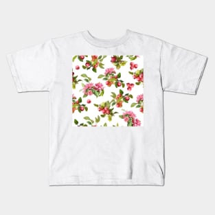 Watercolor small apple tree branch on white Kids T-Shirt